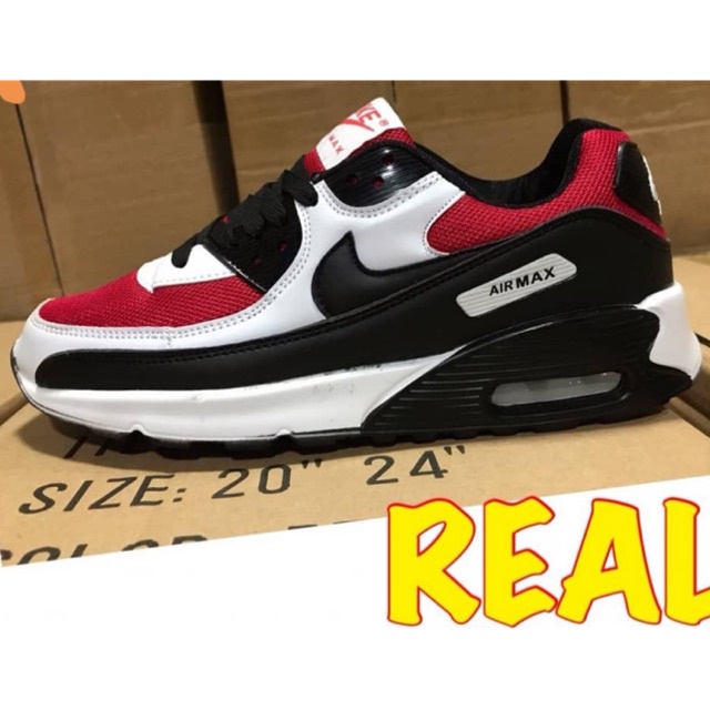 [READY STOCKS] NIKE AIRMAX 90 BLACK RED WHITE SHOES SNEAKERS UNISEX NEW