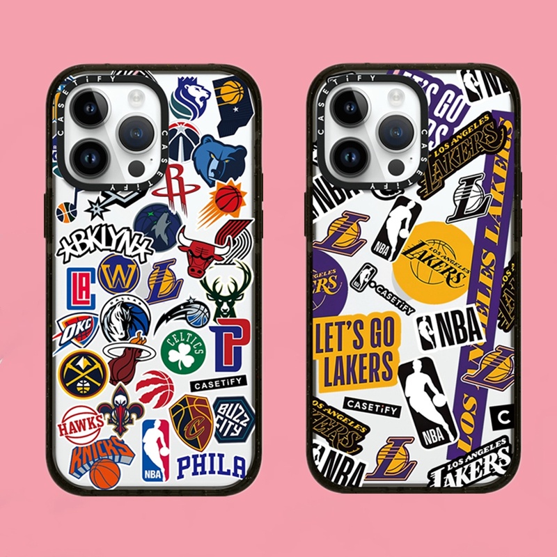 Casetify เคสโทรศัพท์มือถืออะคริลิคใส แบบแข็ง ลาย Lakers NBA สําหรับ iPhone 15 14 11 12 13 Pro 15Pro 