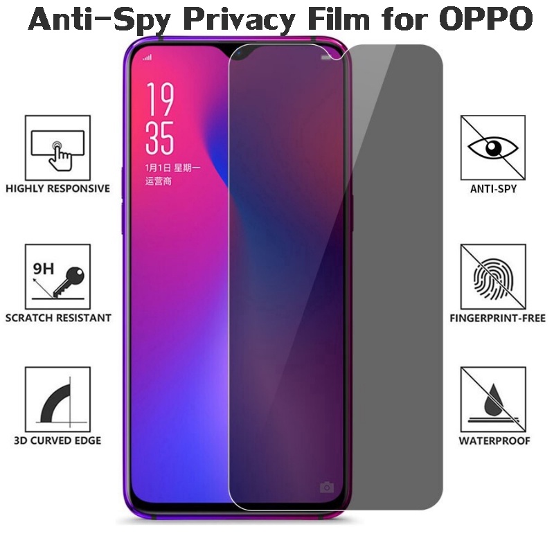 ฟิล์มกระจกกันมอง FOR OPPO A9 2020 A5 A11X A15 A53S Realme C53 C67 C11 Reno8 A52 A72 A54 A94 A5s A12 ฟิล์มความเป็นส่วนตัว