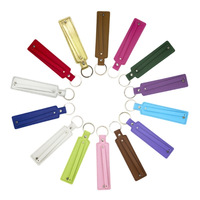 หนัง PU รอบพวงกุญแจ Bright สีสัน PU หนังพวงกุญแจเอวกระเป๋าสตางค์ KeyChains Keyholder โลหะเดี่ยว 14 สี