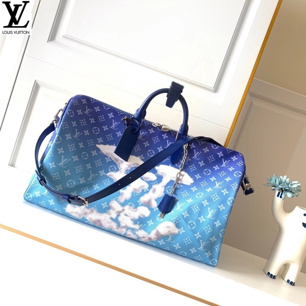 หลุยส์วิตตอง Louis Vuitton กระเป๋าถือ lv 0 💰 ต่างประเทศ m45428 สีฟ้าท้องฟ้าสีขาวเมฆดอกไม้กระเป๋าหนังกระเป๋าสะพาย oqpi