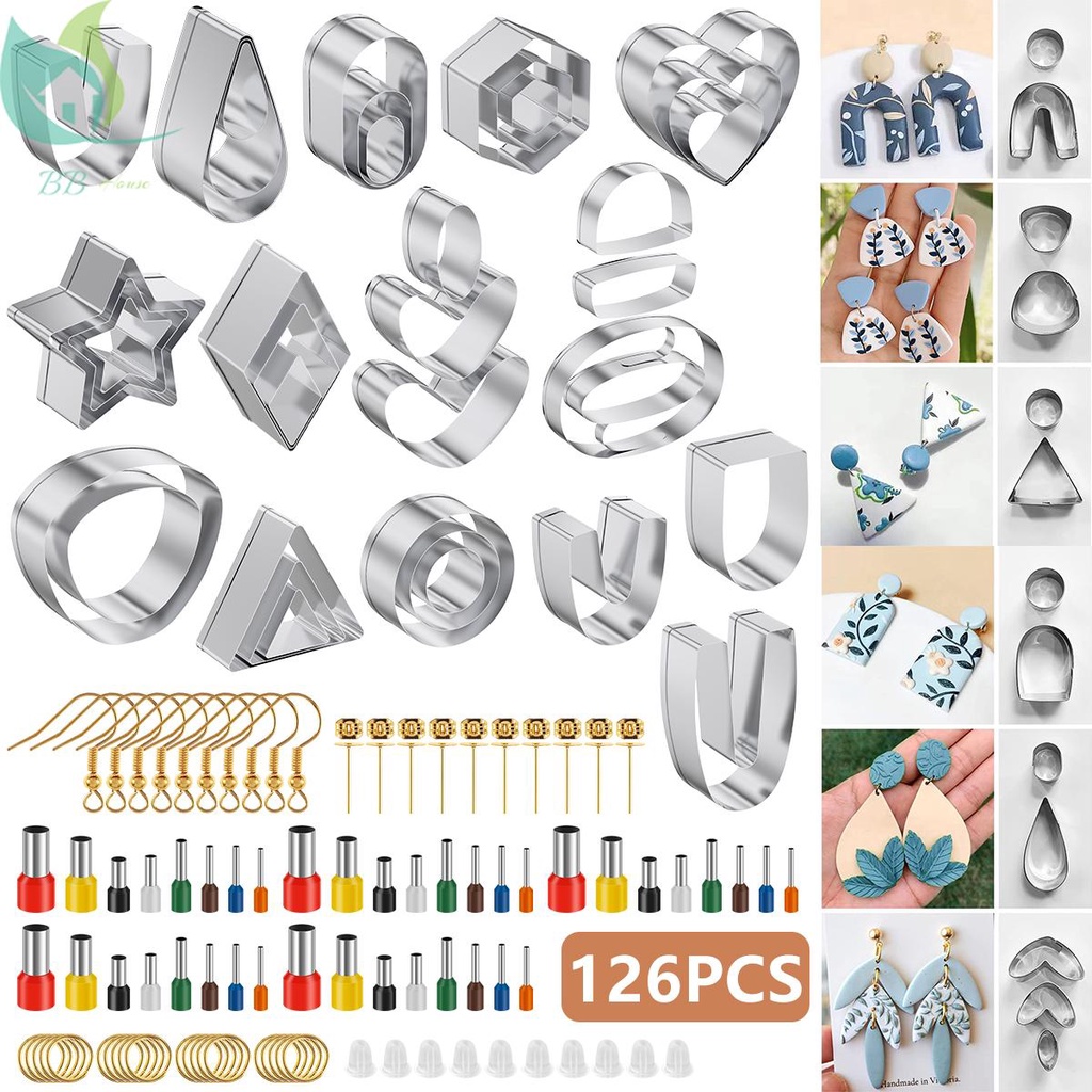ชุดเครื่องมือตัดดินโพลิเมอร์ สเตนเลส พร้อมตะขอ และห่วงจั้มพ์ 126 ชิ้น SHOPQJC0459