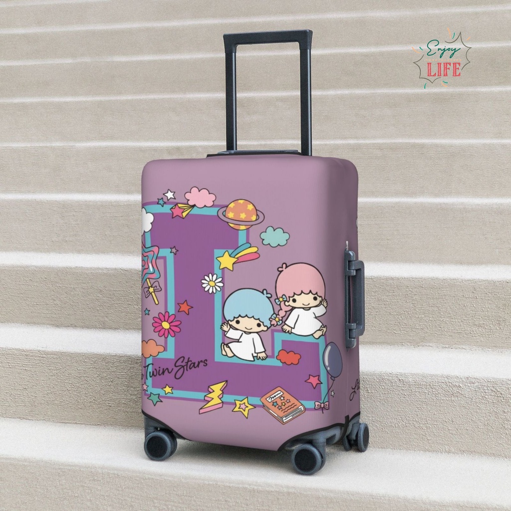 Letter Sanrio Hello Kitty Travel กระเป๋าเดินทาง Protector ยืดหยุ่นป้องกันล้างทําความสะอาดได้กระเป๋าเดินทางเหมาะสําหรับ 18-32 นิ้ว 0049 อะนิเมะของขวัญ