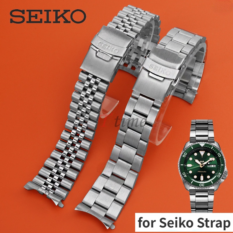 สายนาฬิกาข้อมือสเตนเลส ทรงโค้ง สําหรับ Seiko Solid 20 มม. 22 มม. Srpd Skx007 skx009 175 173 SRPD63K1 Jubilee 18 1921 23 24 มม.