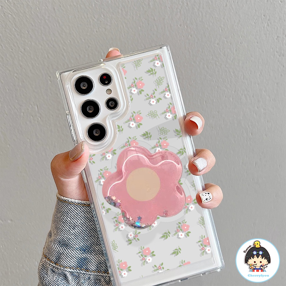 เคสโทรศัพท์มือถือ TPU นิ่ม กันกระแทก ปิดด้านหลัง ลายดอกไม้ สีชมพู สําหรับ SAMSUNG S22 Plus A53-5G S23 Ultra A50 A50s A30s A10 A10S S24 Ultra A12 M12