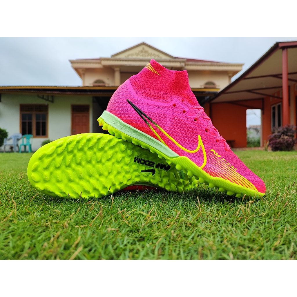 กีฬา รองเท้าฟุตซอล Nike Air Zoom Mercurial Superfly IX 9 Elite TF turf mini soccer cleat - Pink Bla