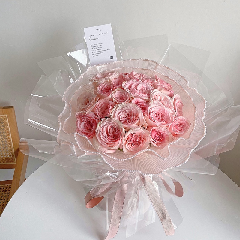 ช่อดอกไม้ ผ้าตาข่าย ประดับมุก สําหรับตกแต่งขอบ ห่อของขวัญวันวาเลนไทน์ วันแม่ - 4