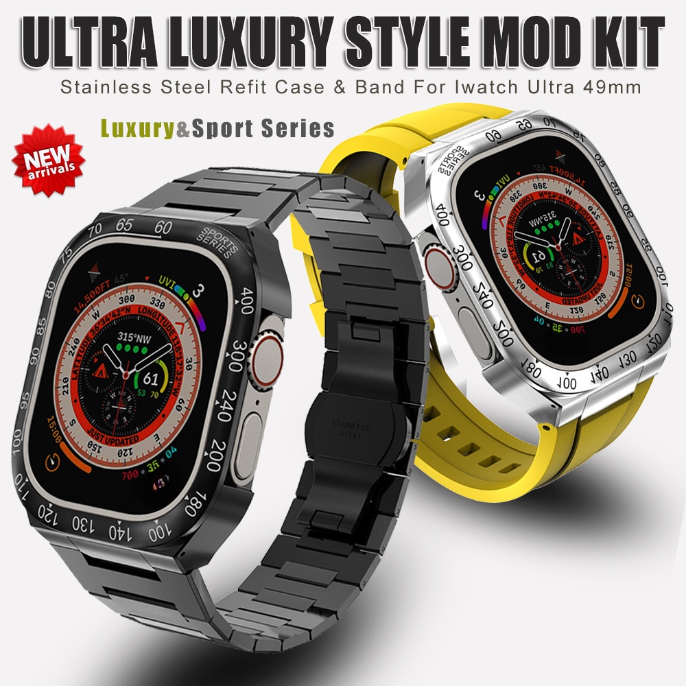 สายนาฬิกาข้อมือ สายยางสเตนเลส สําหรับ Apple Watch Ultra 49 มม. iwatch series 9 8