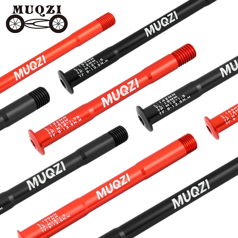 Muqzi Thru Axle เพลาดุมล้อหน้า หลัง 15x100 15x110 12x100 12x142 12x148 สําหรับรถจักรยานเสือภูเขา M15 M12 P1.75 P1.5