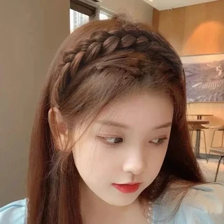 NIUYOU ที่คาดผมแบบบิดวิก ผมถักเปียแฮนด์เมดสำหรับผู้หญิง สไตล์เรโทร ก้านกว้างไม่ลื่น พร้อมหัวห่วงสำหรับจัดแต่งทรงผม