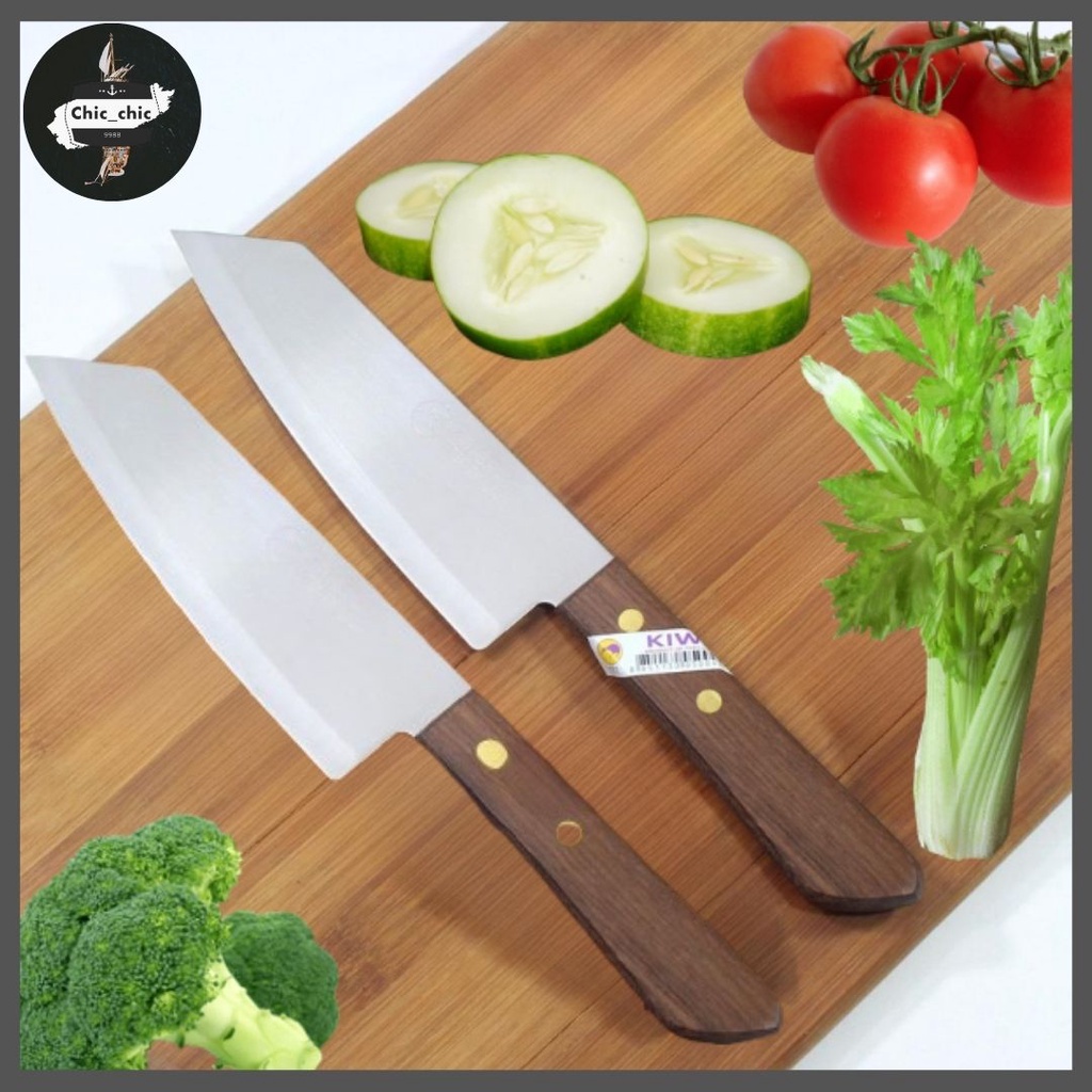 มีดหั่นปลายเฉียง ด้ามไม้  ใบมีด 6.5 นิ้ว หั่นผักหั่นเนื้อ #B-0056