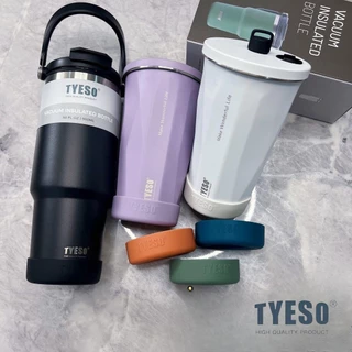 Tyeso ถ้วยเก็บความร้อนซิลิโคนคัพแขนสแตนเลสกีฬา 20/25/30/35/40oz ฐาน anti-SLIP Pad ซิลิโคน