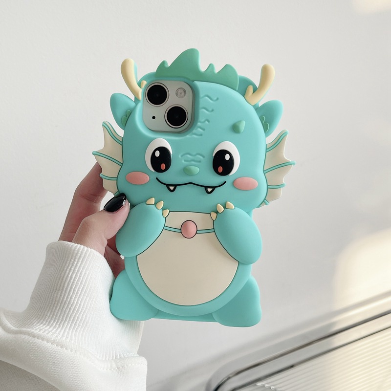 เคสโทรศัพท์มือถือ ซิลิโคนนิ่ม ลายการ์ตูนมังกรน่ารัก สร้างสรรค์ สําหรับ iPhone 11 12 13 14 15 Pro Max 12prm 13prm 14prm 15prm prm promax