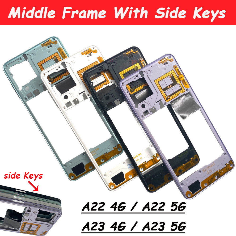 สําหรับ Samsung Galaxy A22 4G A225 A226 A23 5G A236B ที่อยู่อาศัยกรอบกลางพร้อมปุ่มเปลี่ยน