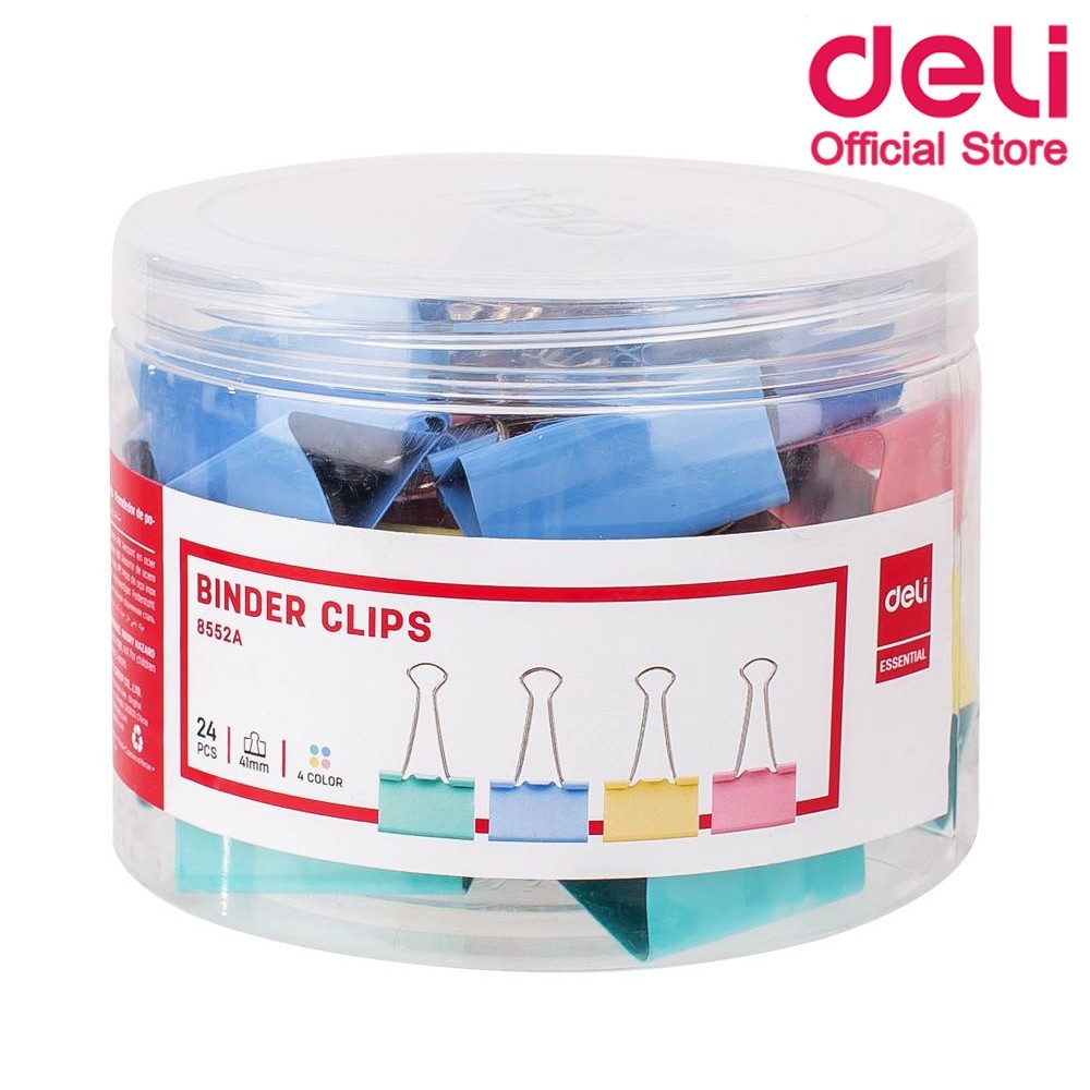 Paper Cilps 41mm Deli คลิปหนีบกระดาษแฟนซี 24 ช. คลิปหนีบกระดาษ คลิปหนีบสีสัน คลิปหนีบสีพาสเทล