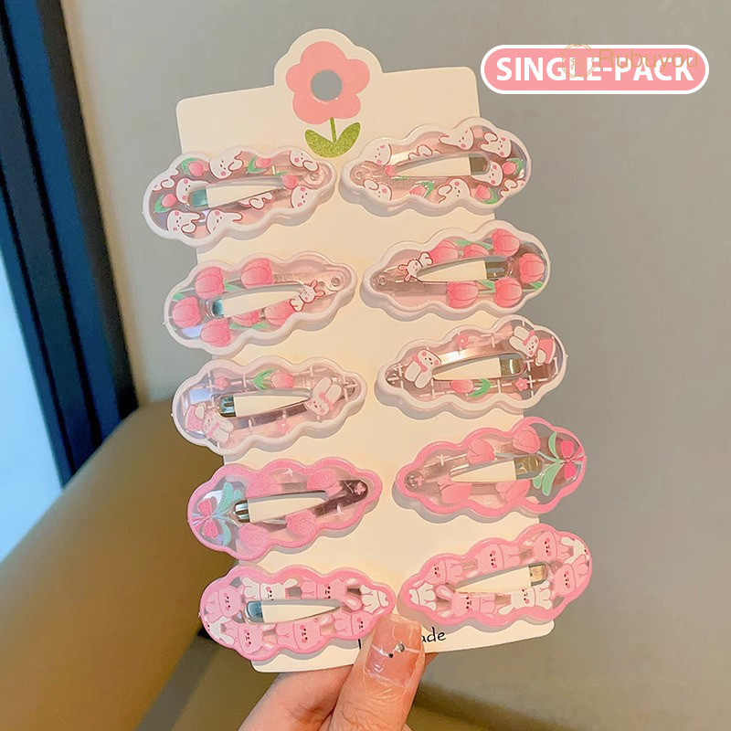 Rubuyou 1 ชิ้น กิ๊บหนีบผม หน้าม้าคลิปด้านข้าง สีชมพูดอกทิวลิป กระต่าย น่ารักหวาน สไตล์เกาหลี นักเรียนสำหรับผู้หญิง-COD