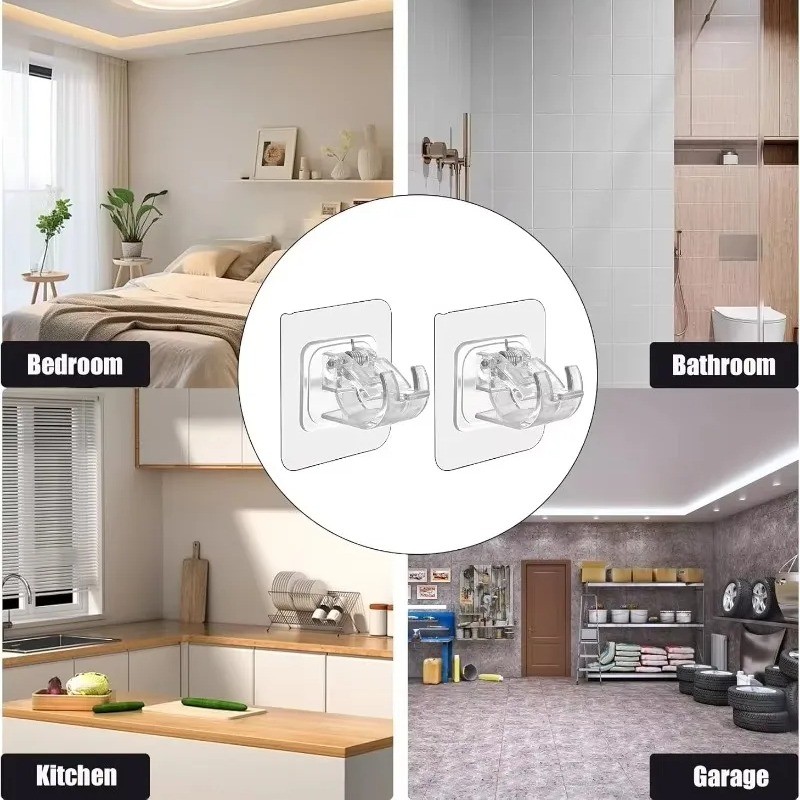 แนะนำ ผ้าม่าน 2/6/10 ชิ้น Self กาวผ้าม่าน Rod Brackets-เล็บฟรีปรับผู้ถือ Clamp Hooks-ห้องน้ําผ้าเช็ดตัวผู้ถือ Fixing แขวน Rack ราคาพิเศษ มีเก็บเงินปลายทาง