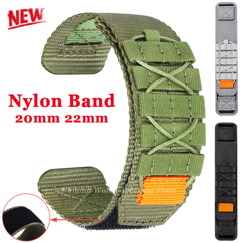 20มิลลิเมตร22มิลลิเมตรกีฬาสายไนล่อนสากลผ้าใบถักห่วงนุ่มสร้อยข้อมือผู้ชายผู้หญิงเปลี่ยนข้อมือเข็มขัดสําหรับหัวว ei สายนาฬิกาอุปกรณ์เสริ