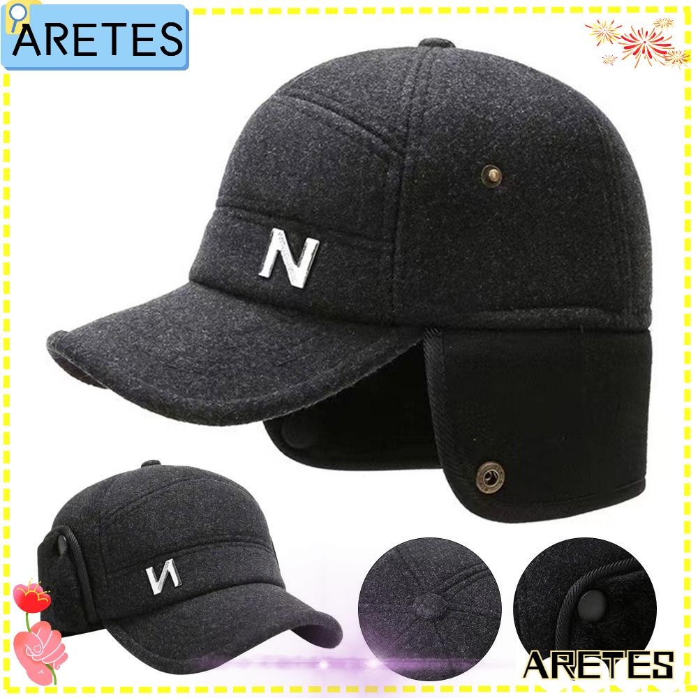 Arees หมวกฤดูหนาว, หมวกปิดหูกันหนาวป้องกันหูที่อบอุ่น, หมวกเบสบอลแบบปรับได้หนากันลมกลางแจ้งสําหรับผู้ชาย