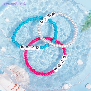 Newsandthen1 สร้อยข้อมือถัก หลากสี สร้อยข้อมือพระเยซู สร้อยข้อมือบอลทอง พร้อมตัวอักษร คําซ้อน สร้อยข้อมือ สําหรับผู้หญิง น่ารัก เครื่องประดับสวย