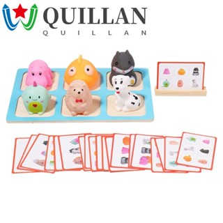 Quillan ของเล่นไม้ เกมการ์ตูนสัตว์ซ่อนหา เสริมการศึกษาเด็ก