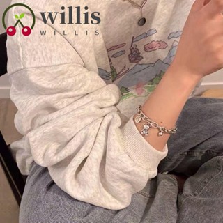 Willis สร้อยข้อมือชุบโลหะผสม ทรงกลม รูปหมีรักเรขาคณิต