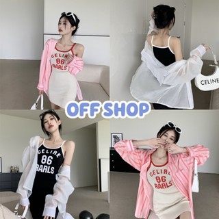 OFF SHOP พร้อมส่ง (OFF-FY2296)  มินิเดรสสายเดี่ยว ดีเทลลายตัวอักษร -H