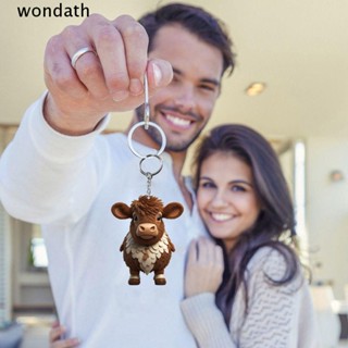 Wonda พวงกุญแจอะคริลิค รูปการ์ตูนวัว Highland cattle 3.15 นิ้ว สําหรับห้อยกระเป๋าเป้สะพายหลัง กุญแจ ของขวัญคริสต์มาส