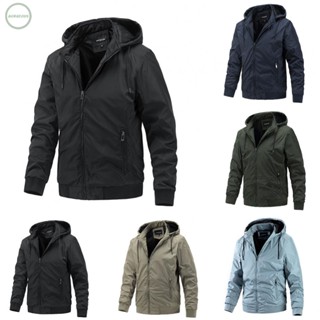 GORGEOUS~Men Jacket Casual Cotton Coat Detachable Hat For Vacation Hoodied Jacket