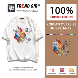 TrendSir🔥มาใหม่ ลายเยอะ ผ้าดีมาก🔥 เสื้อยืดเกาหลี🌼 ใส่สบาย☘ เสื้อคู่โอเวอร์ไซต์แขนสั้น 7สี M-3XL