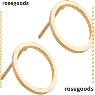 Rosegoods1 ต่างหูสตั๊ด ทรงกลม ทองเหลือง สีทอง เรขาคณิต สําหรับทําเครื่องประดับ งานฝีมือ DIY