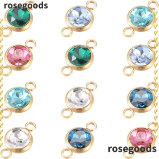 Rosegoods1 จี้พลอยเทียม ทองเหลือง ทรงกลม แบน แฮนด์เมด สําหรับคนรักงานฝีมือ