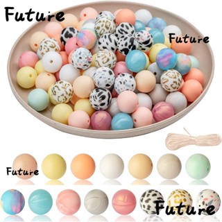 Future ลูกปัดซิลิโคน ทรงกลม หลากสี 15 สี 15 มม. สําหรับทําเครื่องประดับ สร้อยคอ DIY 100 ชิ้น