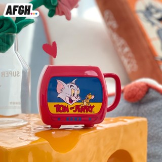 แก้วกาแฟเซรามิค ลายการ์ตูน Tom and Jerry มีหูจับ สําหรับบ้าน ออฟฟิศ นม น้ําผลไม้ ชา อาหารเช้า เครื่องดื่ม