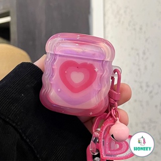 เคสหูฟัง แต่งจี้รูปหัวใจน่ารัก ไล่โทนสีชมพู สําหรับ Apple AirPods 3 Pro Air pod 1 2