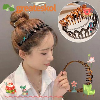 Greateskol 4 ชิ้น ยางรัดผม ฟัน, หวีผม ด้านข้างกว้าง Zigzag ที่คาดผม, ที่คาดผมแต่งหน้า คุณภาพสูง ที่คาดผมพลาสติก ล้างหน้า