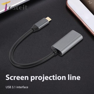 Tcuteit สายเคเบิลอะแดปเตอร์ Type-C เป็น HDMI แบบพกพา สําหรับโปรเจคเตอร์หน้าจอโทรศัพท์มือถือ Android