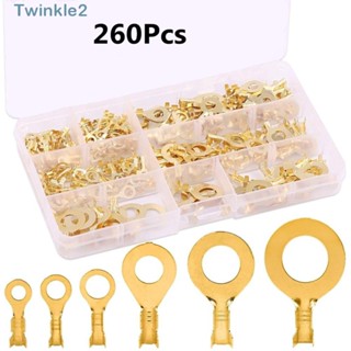 Twinkle ชุดหางปลาขั้วต่อสายไฟ ทองแดง O-Type M3 M4 M5 M6 M8 M10 พร้อมกล่องเก็บ 260 ชิ้น