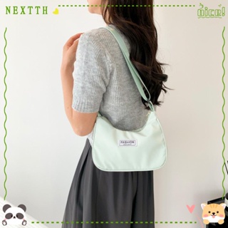 Nextth กระเป๋าสะพายข้าง ผ้าไนล่อน อเนกประสงค์ มีซิป สีพื้น ขนาดใหญ่ จุของได้เยอะ แฟชั่นสําหรับผู้หญิง