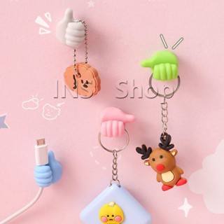 INS 10 pcs คลิปตะขอแขวนติดผนัง อเนกประสงค์ รูปนิ้วโป้ง  จัดส่งแบบคละสี Home Storage Hooks