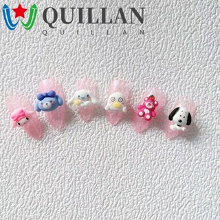 Quillan ชุดเครื่องประดับเรซิ่น ลายการ์ตูนกระต่าย หมี สุนัข แฟชั่น สําหรับตกแต่งเล็บ 10 ชิ้น