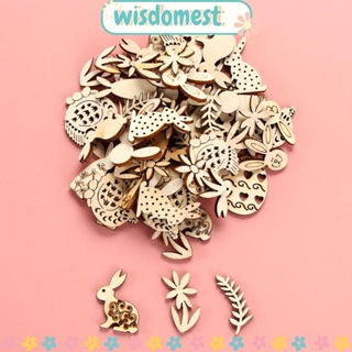 Wisdomest กระต่ายอีสเตอร์ แบบไม้ สําหรับแขวนตกแต่ง งานฝีมือ DIY 50 ชิ้น