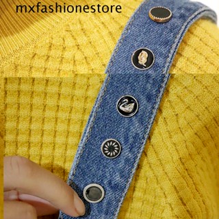 Mxfashione ชุดกระดุมเสื้อเชิ้ต ผ้าพันคอ ประดับมุก พลอยเทียม ปรับได้ 10 ชิ้น ต่อชุด