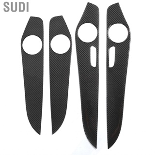 Sudi Car Inner Door Panel Cover Carbon Fiber Rear Speaker Decor Clear Texture Glossy Surface Fade Resistant for C