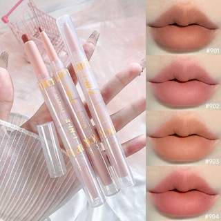 Double-headed lipstick lip line pen matte fog face velvet student girl pure makeup flesh color naked color two-in-one