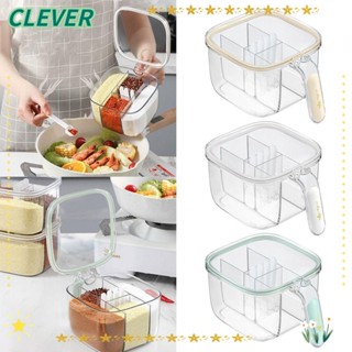 Clever กล่องพลาสติก 4 ช่อง กันชื้น สําหรับใส่เครื่องปรุง เครื่องเทศ