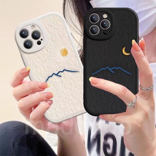 Casing For iPhone 15 14 13 12 Mini 11 Pro Xs max 6 6S 7 8 Plus X XR 11promax 12promax 13promax ins Couple Simple Pattern Sun And Moon Oval Tpu Fine Hole Soft Phone Case 1XPN 85