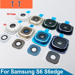  ฝาครอบเลนส์กล้องด้านหลัง กรอบแหวนโลหะ และสติกเกอร์กาว สําหรับ Samsung Galaxy S6 S6edge Edge G9200 G9250