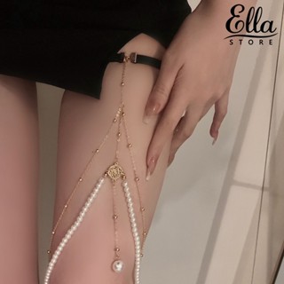 Ellastore123 สายโซ่คล้องต้นขา ประดับไข่มุกเทียม หลายชั้น หรูหรา เรียบง่าย กันแพ้ เครื่องประดับ สําหรับปาร์ตี้ ชายหาด หน้าร้อน