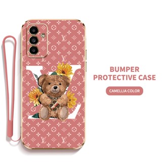 LV Ybd เคสโทรศัพท์มือถือ ซิลิกาเจล พร้อมสายคล้อง บางมาก ป้องกันเลนส์ สําหรับ Samsung Galaxy A34 A54 A24 A25 M14 M34 M54 4G 5G